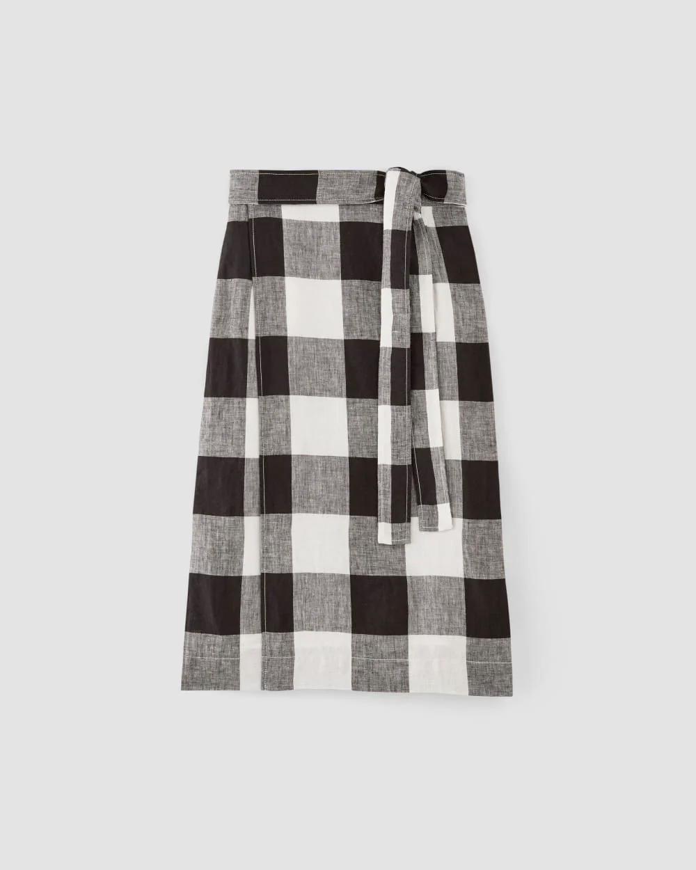 The Linen Wrap Skirt | Bone / Black Check