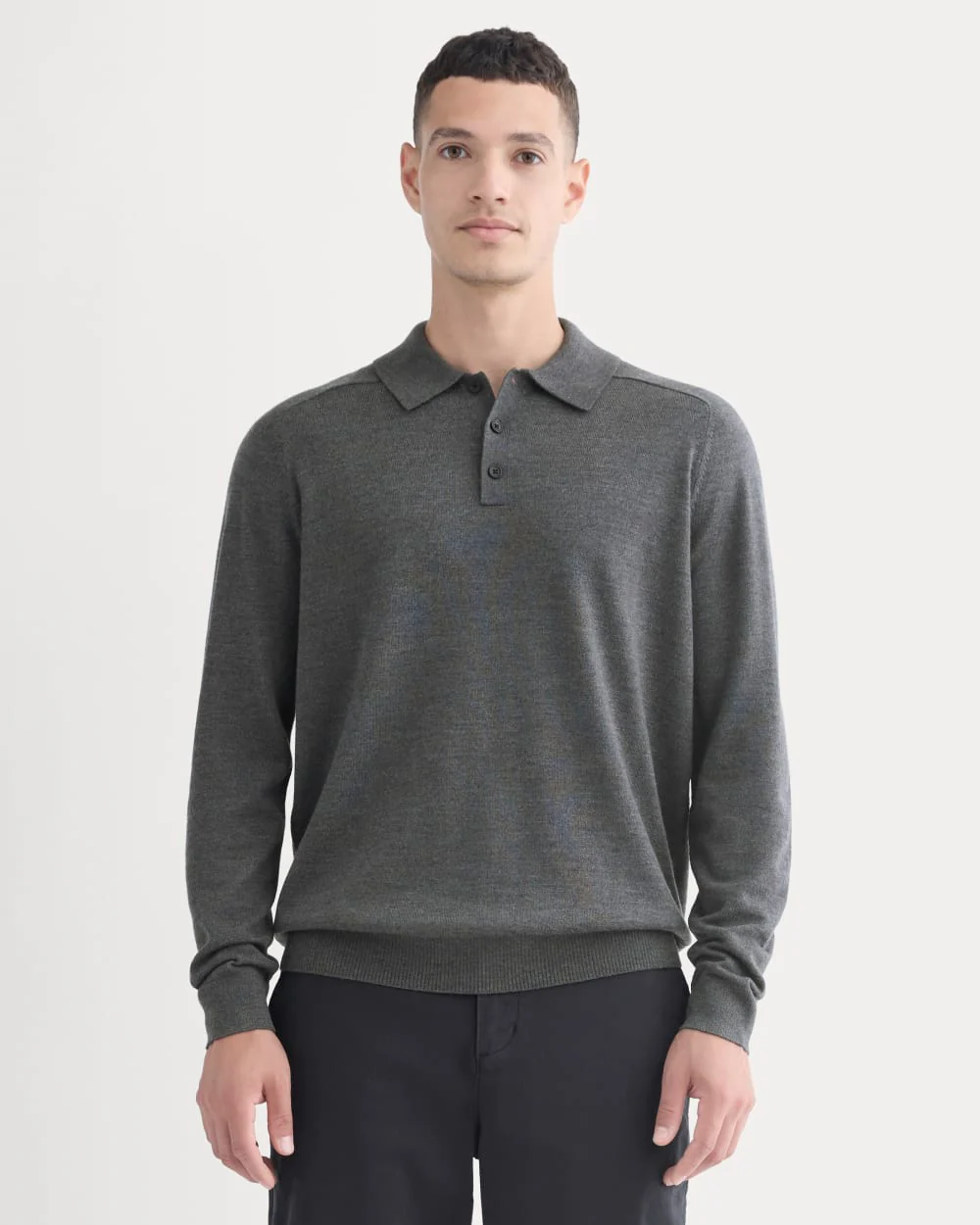 Ultrasoft Polo Sweater | Heather Mid Charcoal