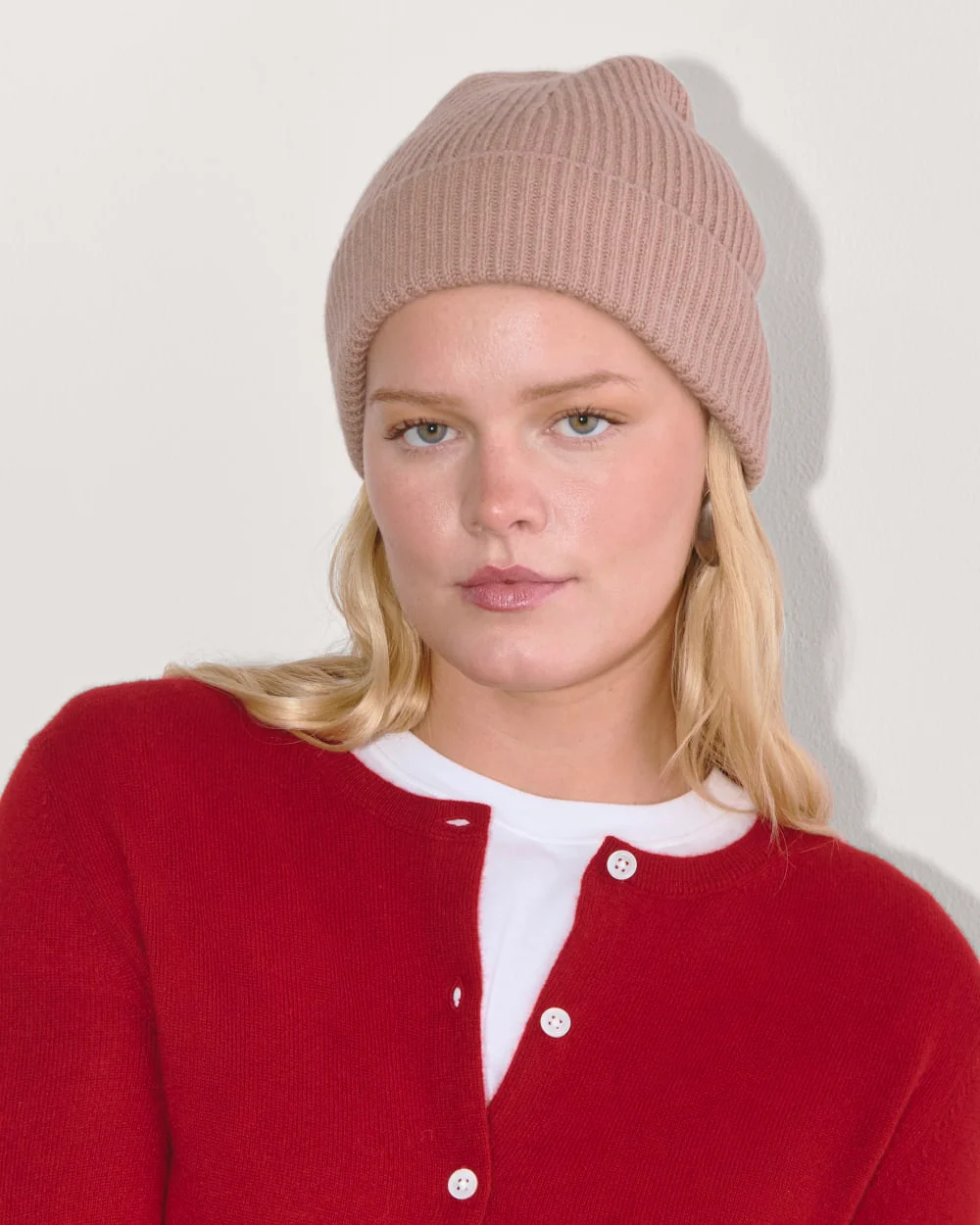 The Cashmere Ribbed Beanie | Dusty Rose