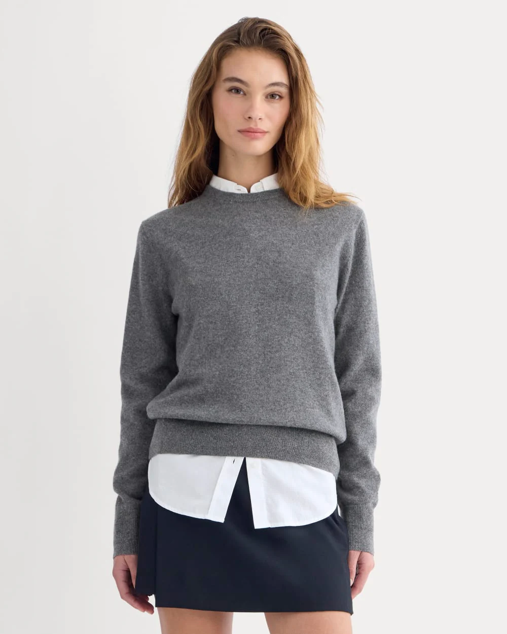 Cashmere Slim Crew Sweater | Heather Charcoal