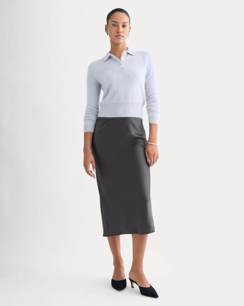 Slip Skirt in Silk Charmeuse | Graphite