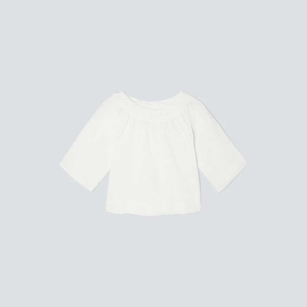 The Seersucker Gathered Tee | White