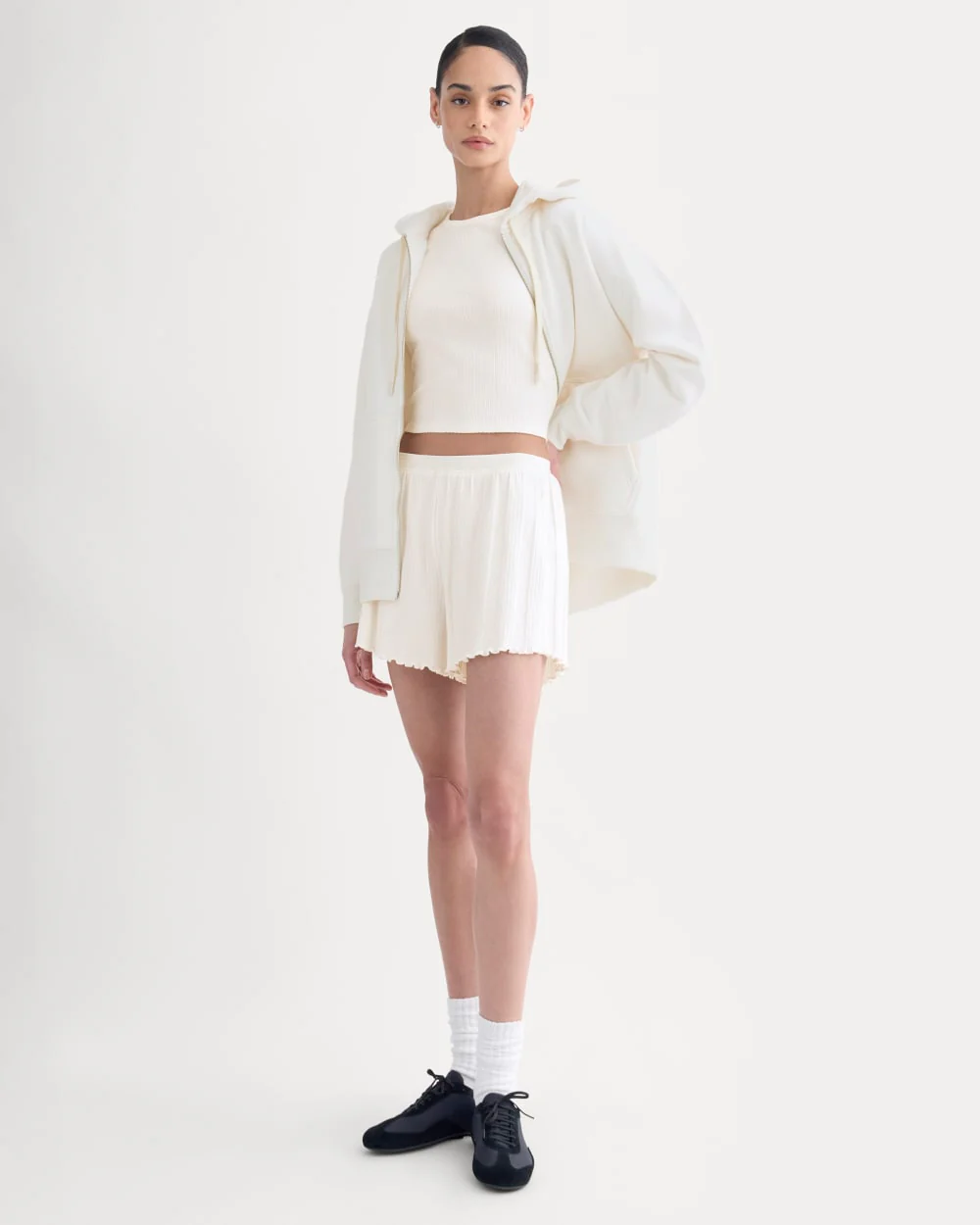 Lounge Rib Cropped Shirt | Bone