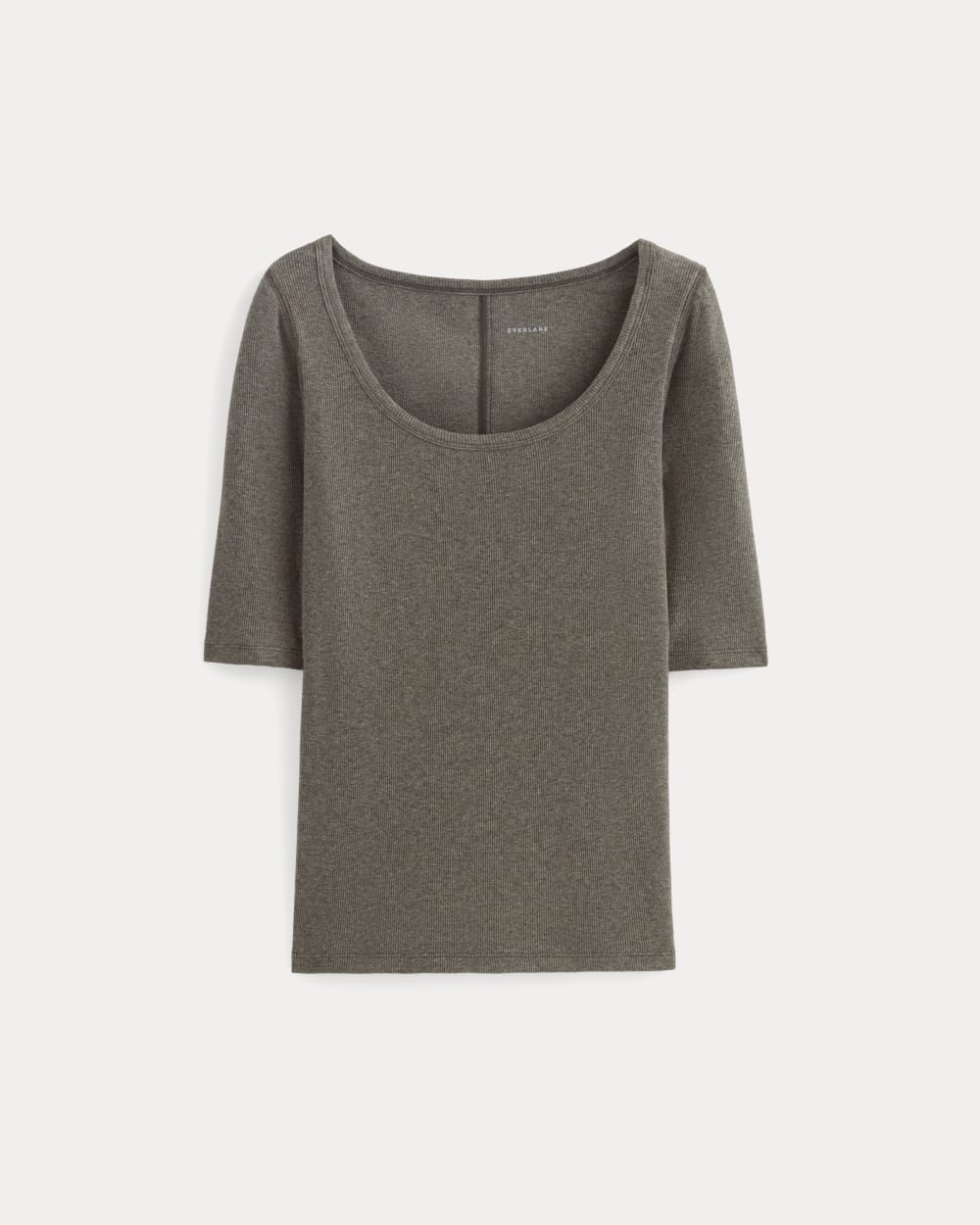 The Luxe Rib Scoop-Neck Tee | Heathered Fatigue