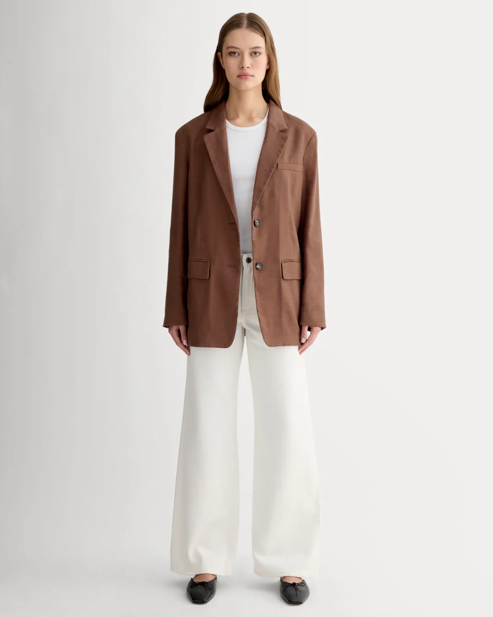 The Oversized Blazer in Stretch Linen | Cedarwood