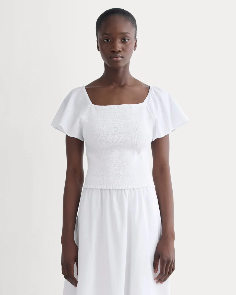 The Gauze Smocked Top | White