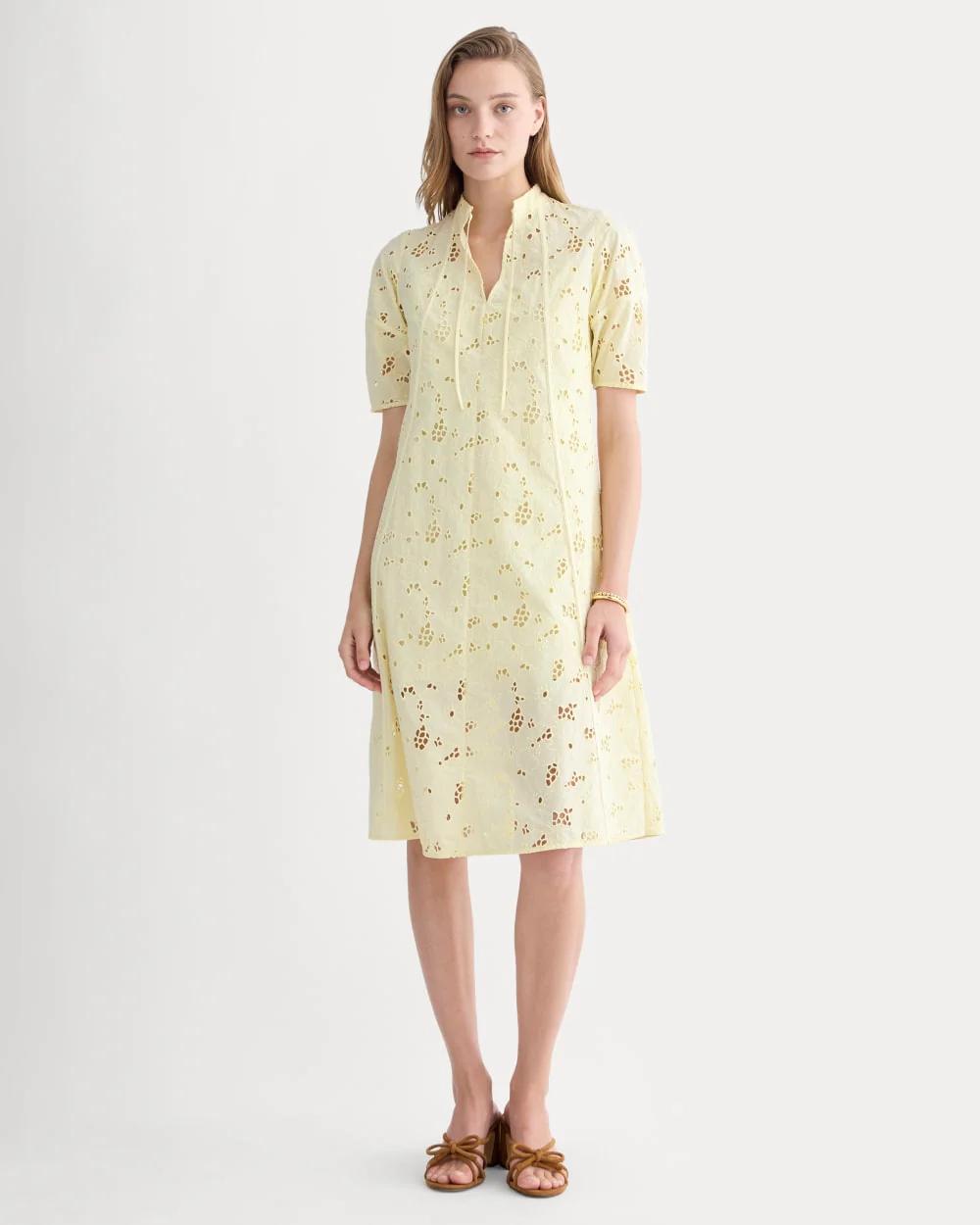 The Eyelet Midi Dress | Light Yellow