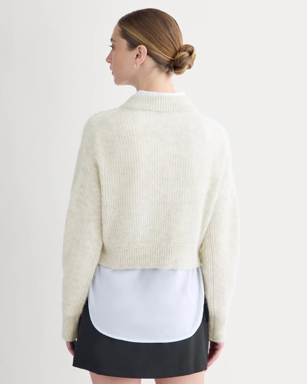 Cropped Cocoon Sweater in Alpaca | Almond