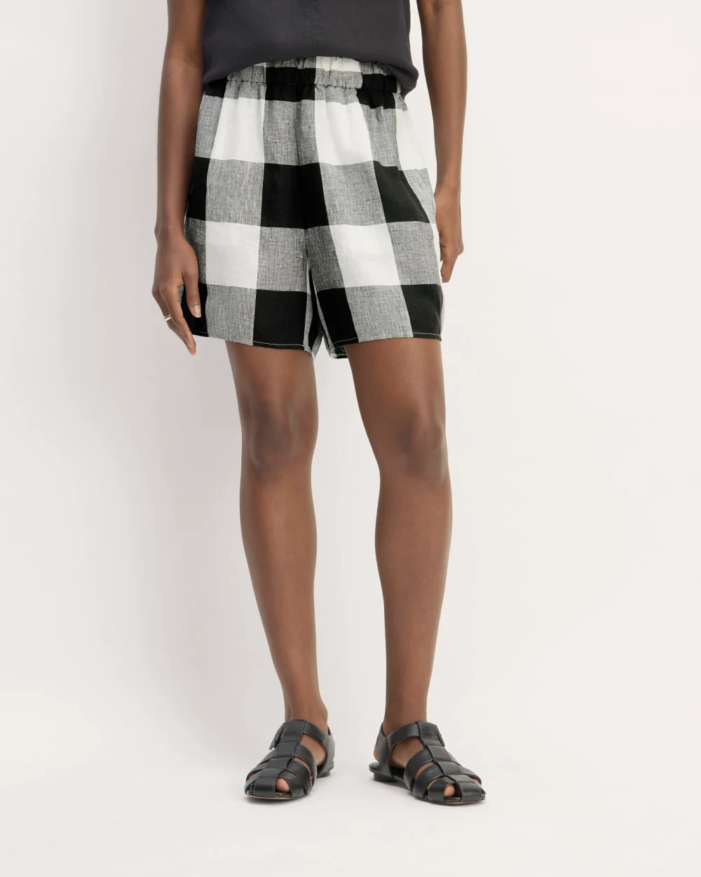 The Linen Easy Short | Bone / Black Check