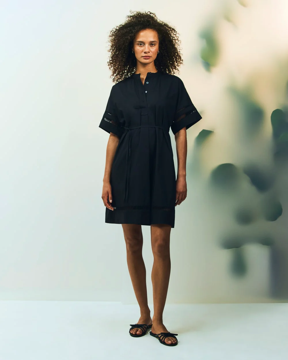 The Lace Trim Popover Dress | Black