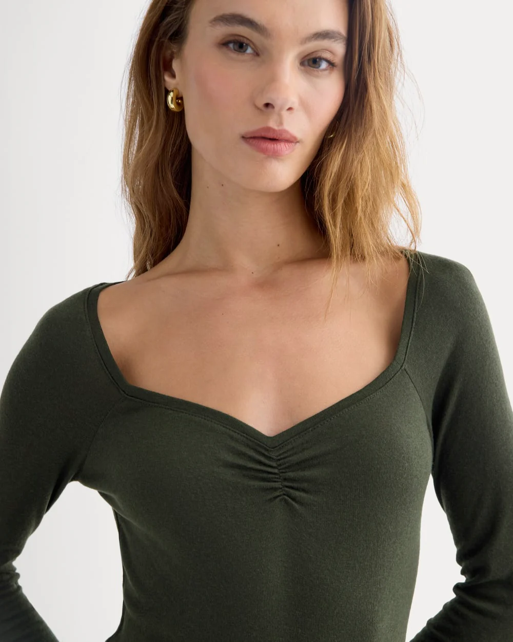 Sweetheart-Neck Top in Butterluxe | Dark Green