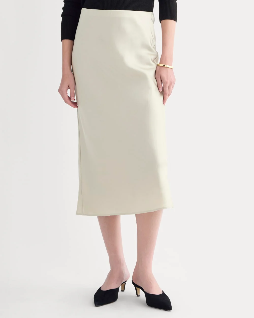 Slip Skirt in Silk Charmeuse | Bone