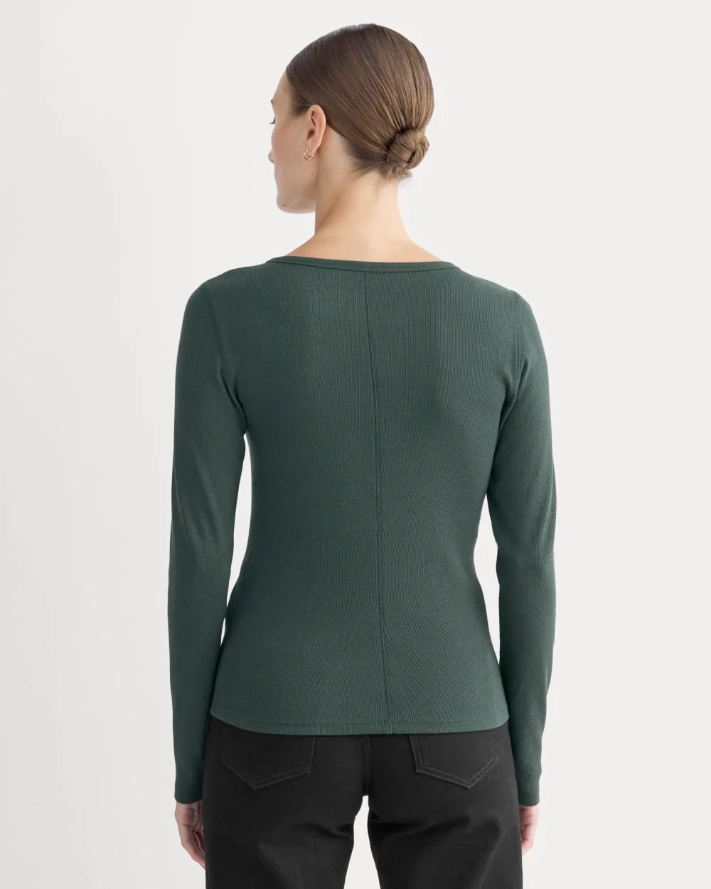 The Luxe Rib Long-Sleeve Crew | Heathered Dark Sea