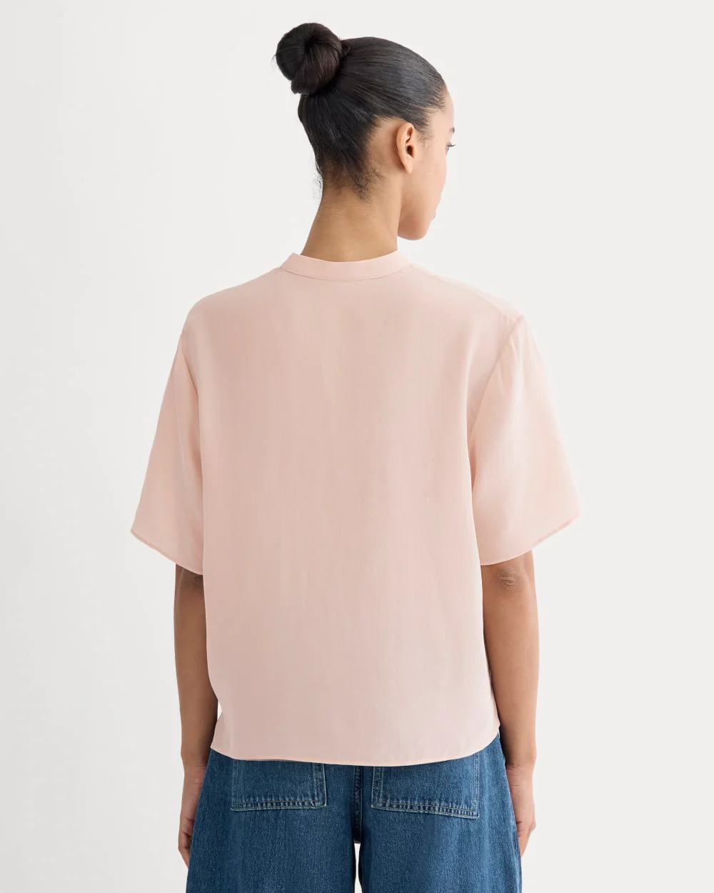 The Popover Top in Washable Silk | Soft Rose