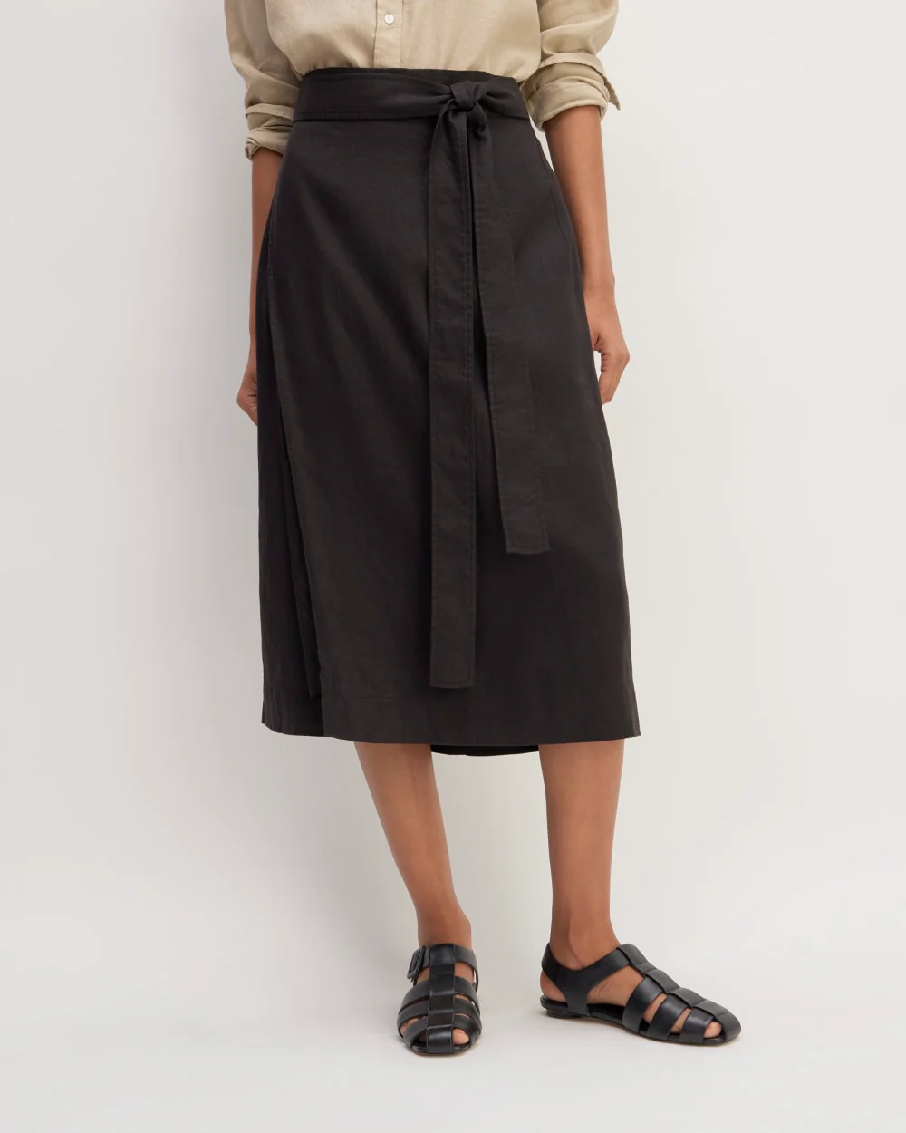 The Linen Wrap Skirt | Black