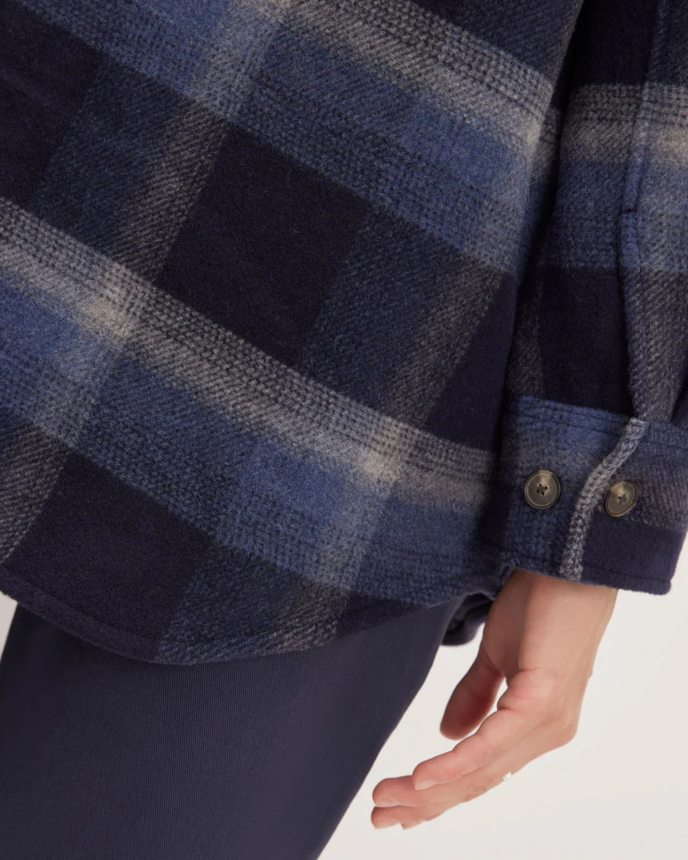 The Italian ReWool® Oversized Shirt Jacket | Navy / Shadow Plaid
