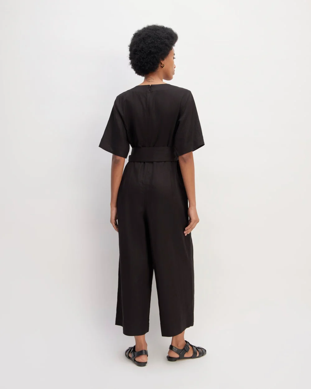The Wrap Jumpsuit in Linen | Black