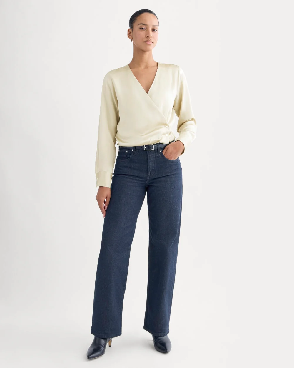 Wrap Top in Silk Charmeuse | Peyote