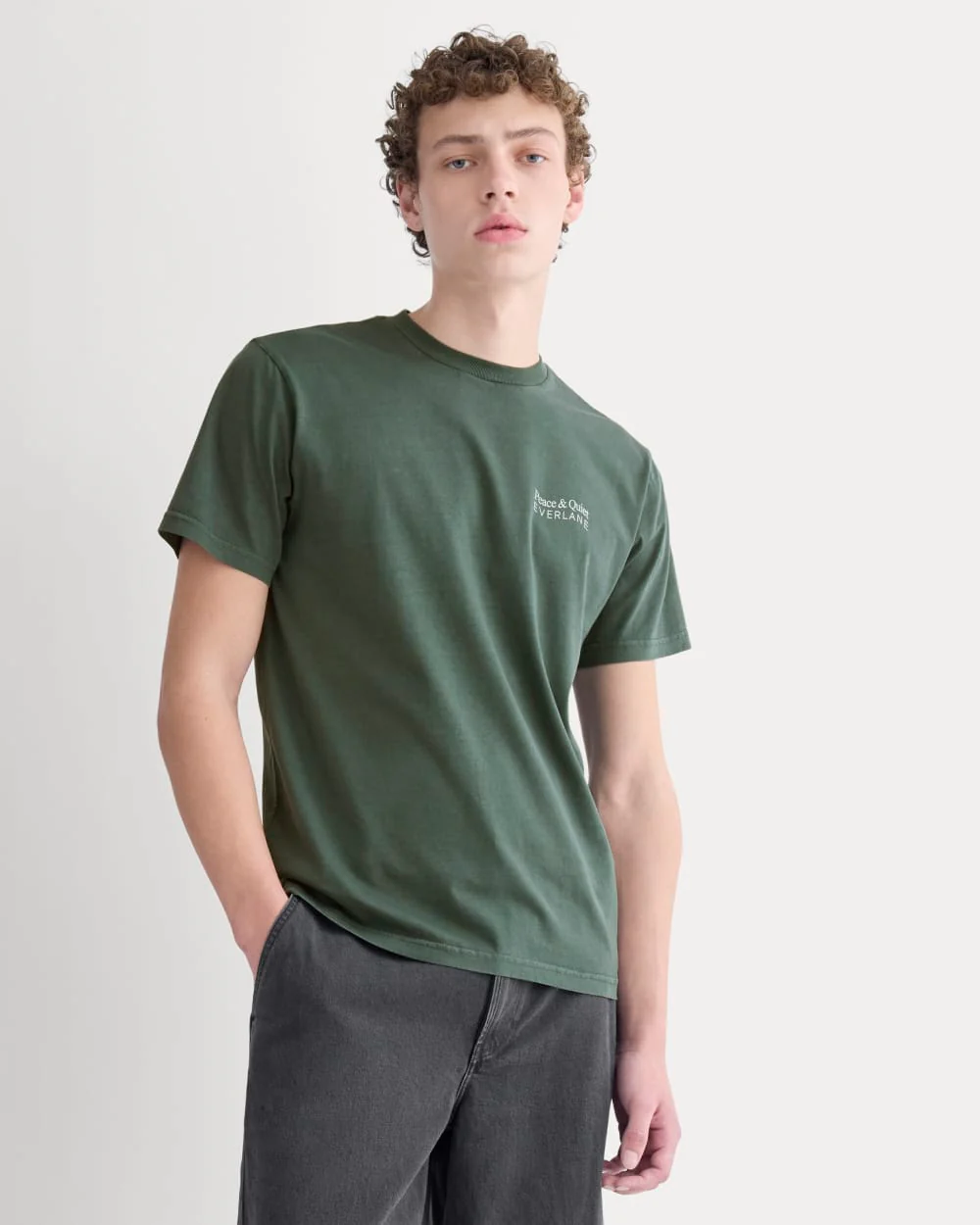Everlane x Peace & Quiet Graphic Logo Tee | Pine