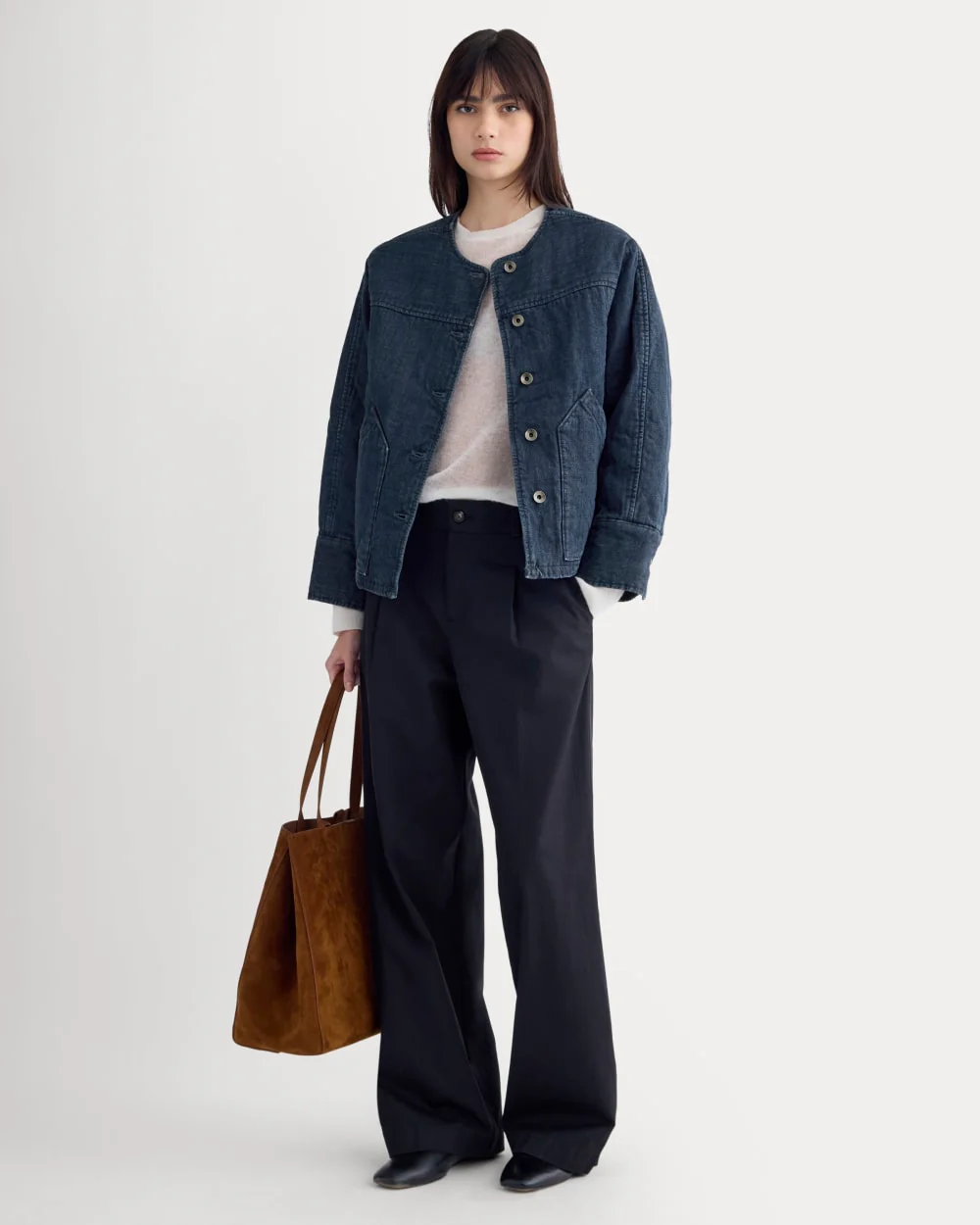 Denim Quilted Barrel Jacket | Midnight