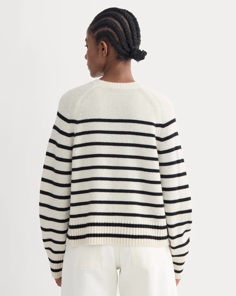 The Boxy Crew in Cashmere | Bone / Black