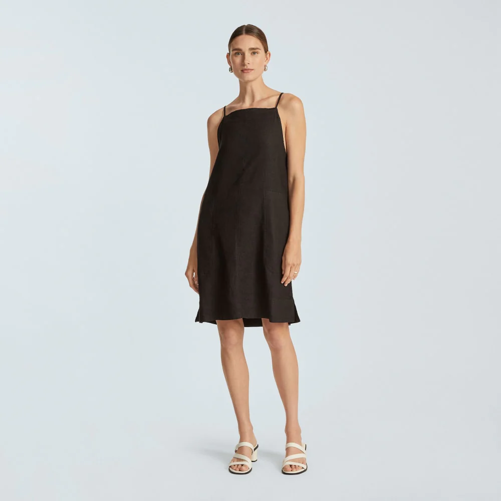 The Linen Apron Dress | Black