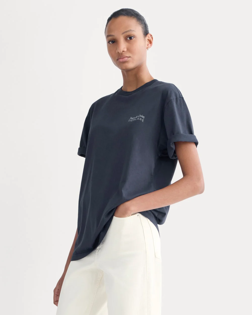 Everlane x Peace & Quiet Graphic Logo Tee |  Navy
