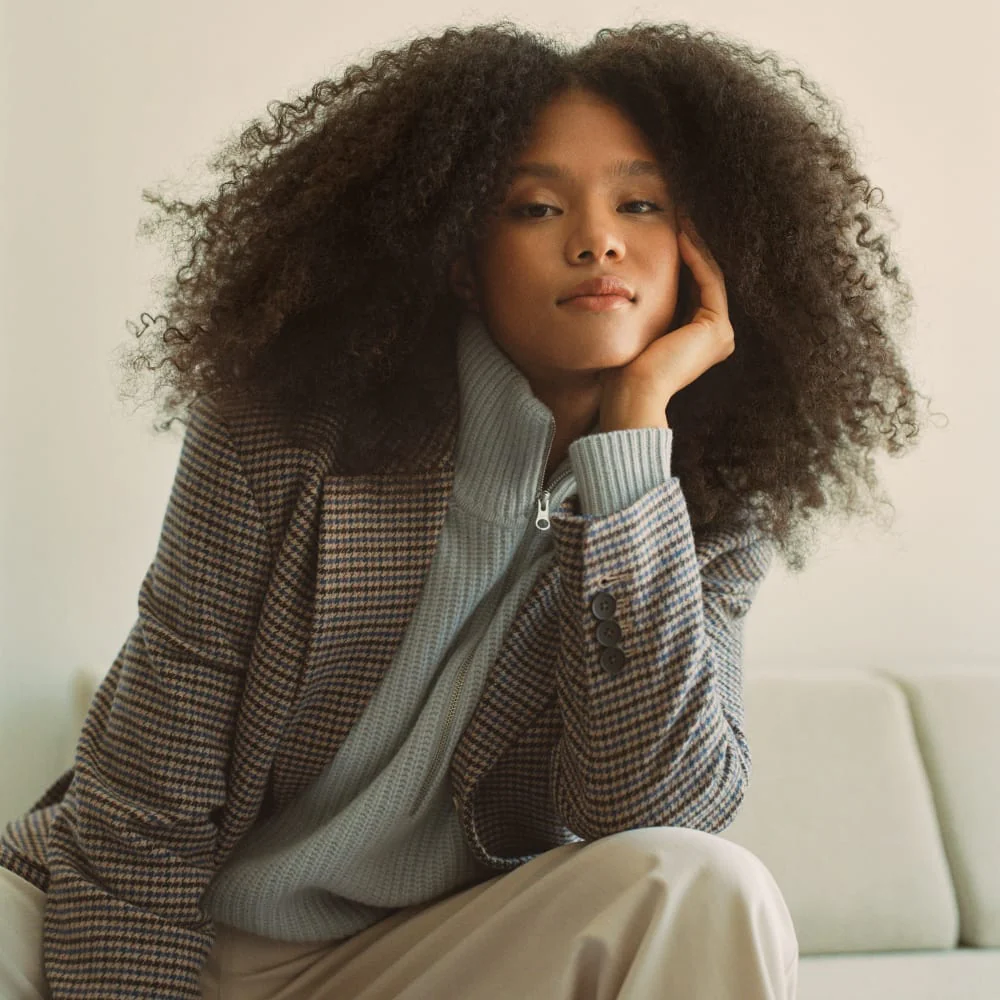 The ReWool® ’80s Blazer | Blue / Brown Houndstooth