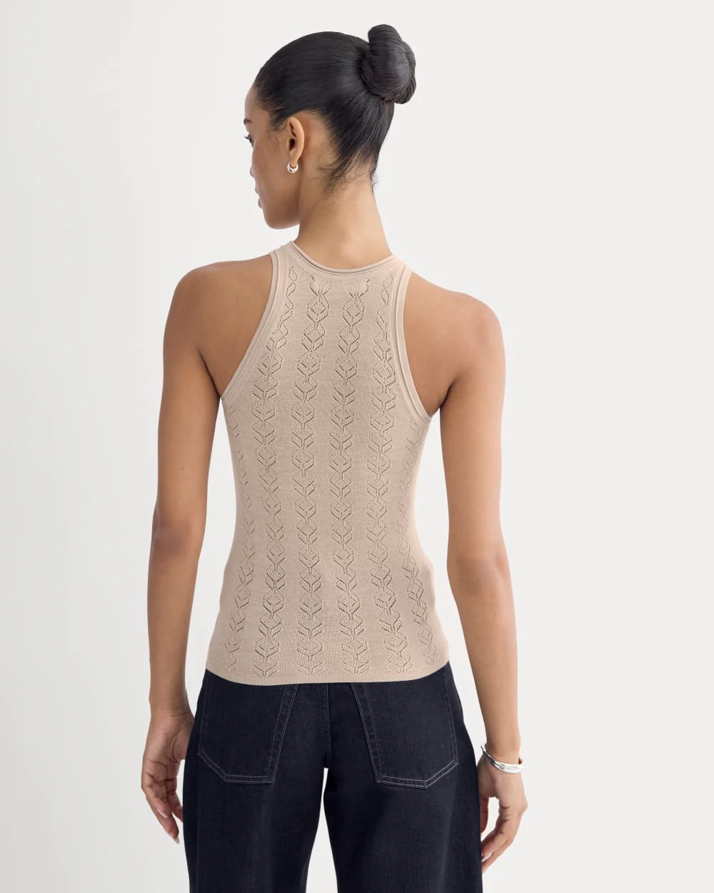 The Pointelle Racerback Tank in Ultrafine Merino | Pale Blush