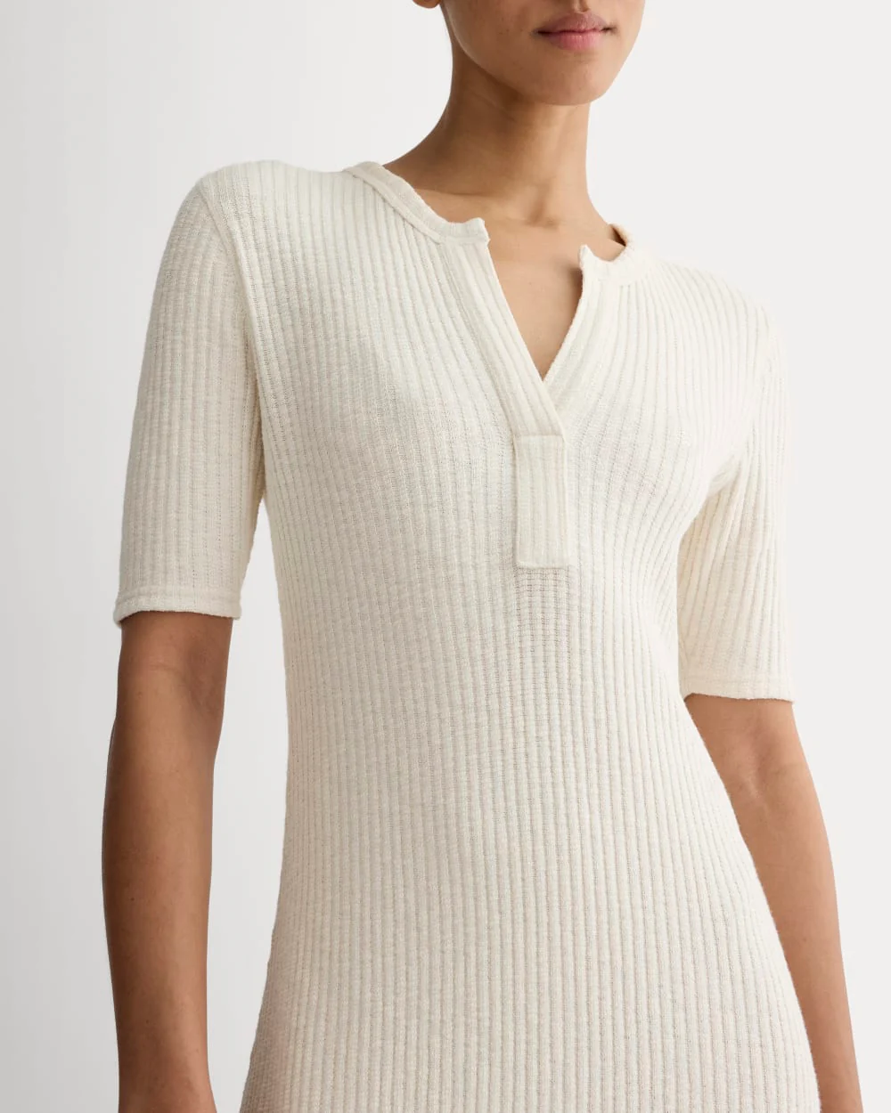 The Rib-Knit Henley Dress | Bone