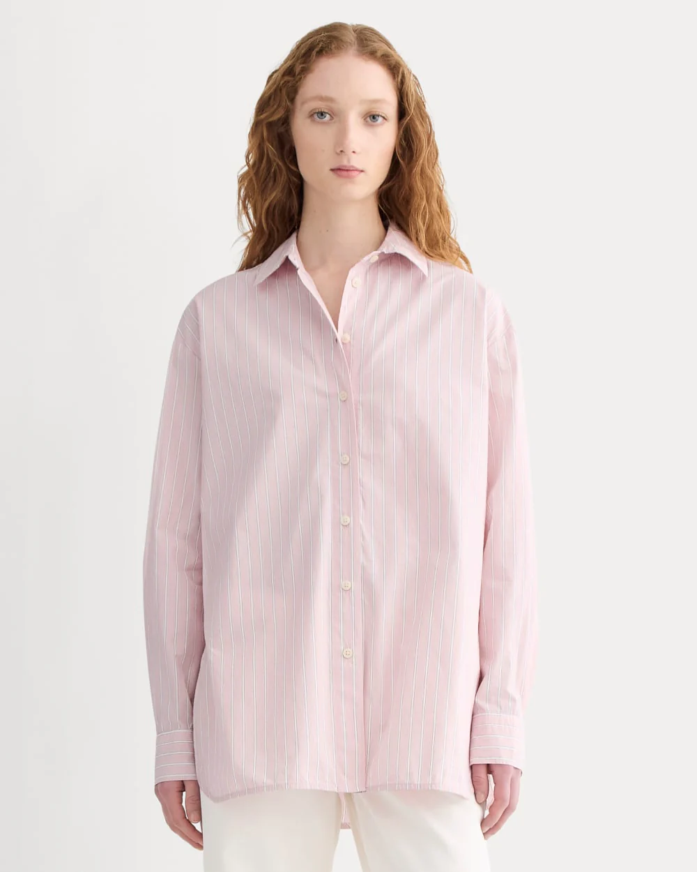 The Boyfriend Shirt in Ultrasoft Cotton | Pink / White