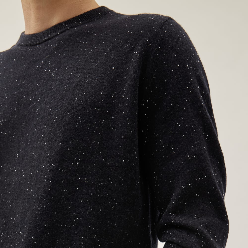 The Grade-A Cashmere Crew | Dark Navy Donegal