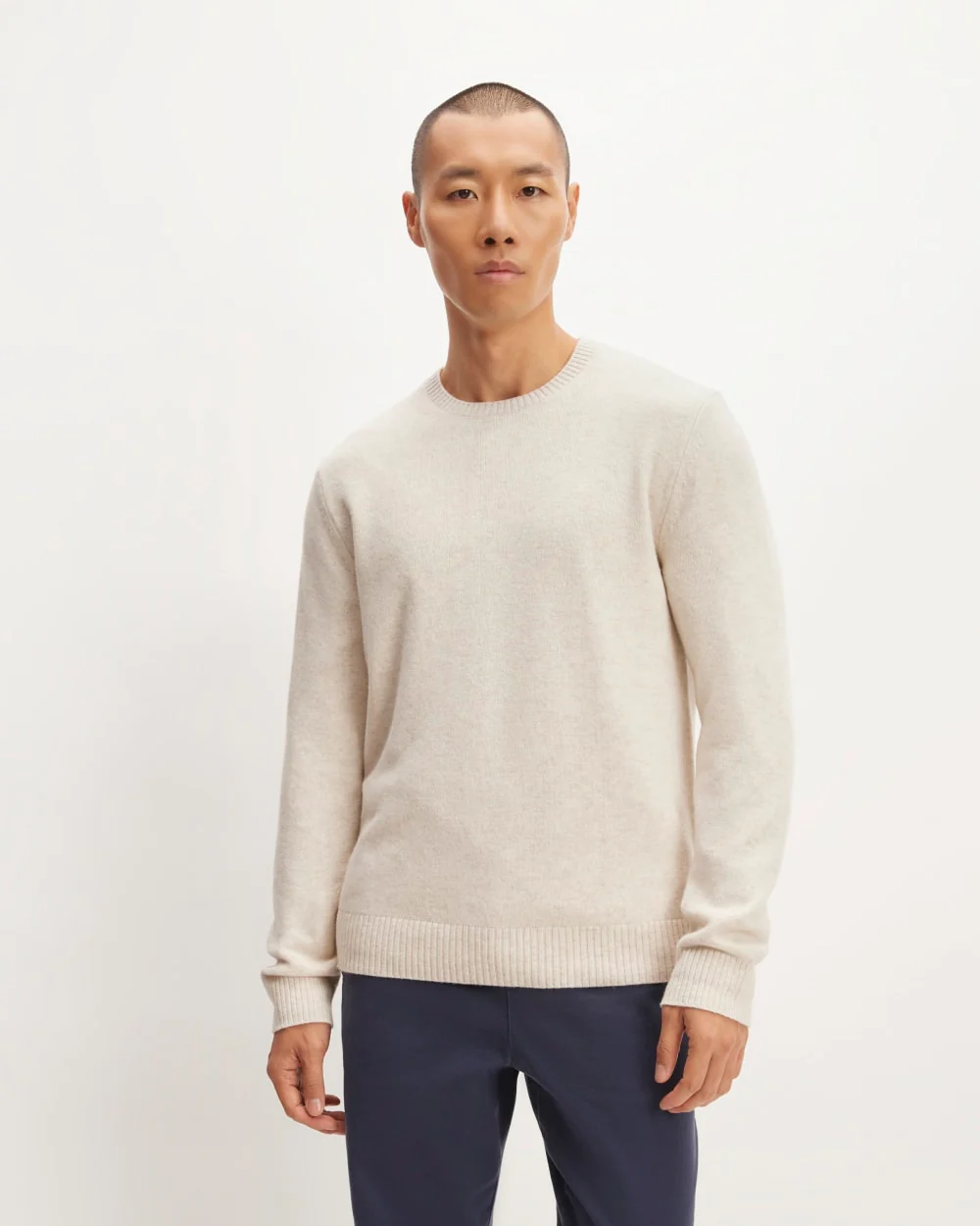 The Premium Merino Crew Neck Sweater | Heathered Oat
