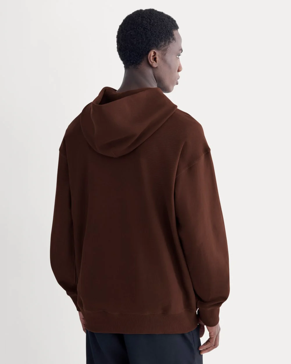 Twill Terry Jacquard Hoodie | Dark Mahogany