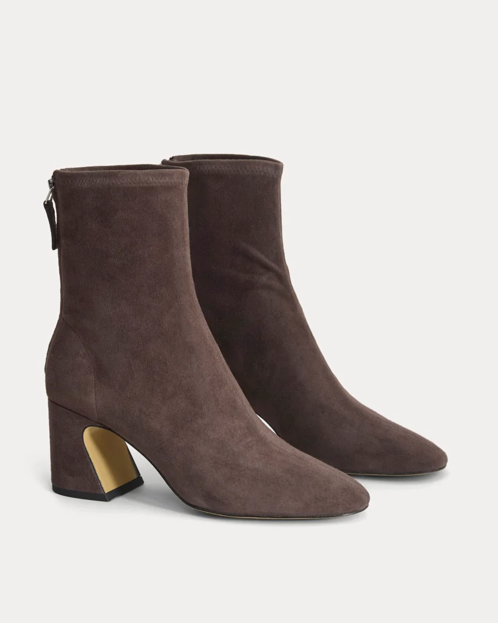 Leather Curved-Heel Boot | Dark Chocolate