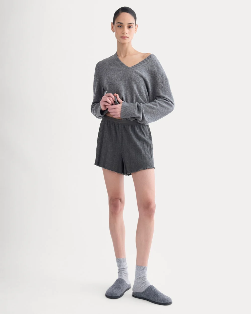 Lounge Rib Short | Heathered Soot