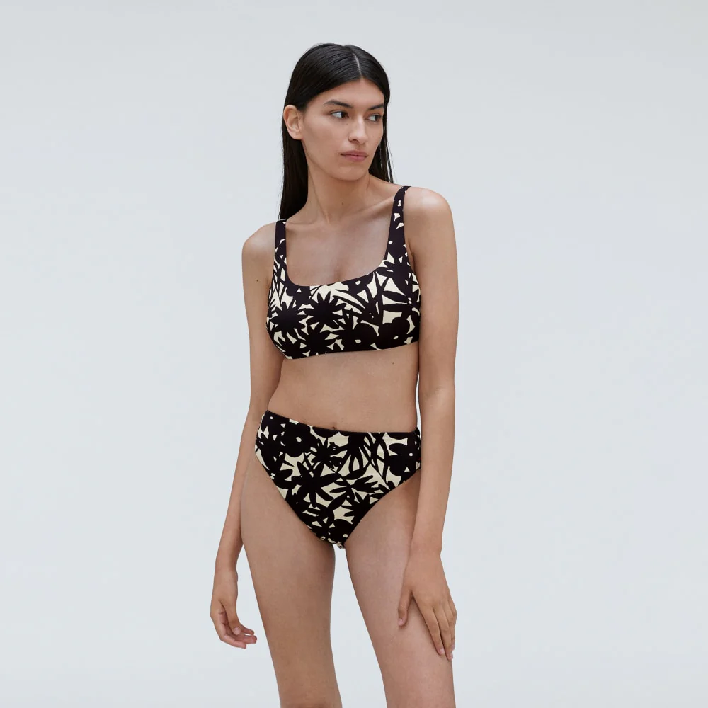 The High-Rise Cheeky Bikini Bottom | Black / Canvas Floral