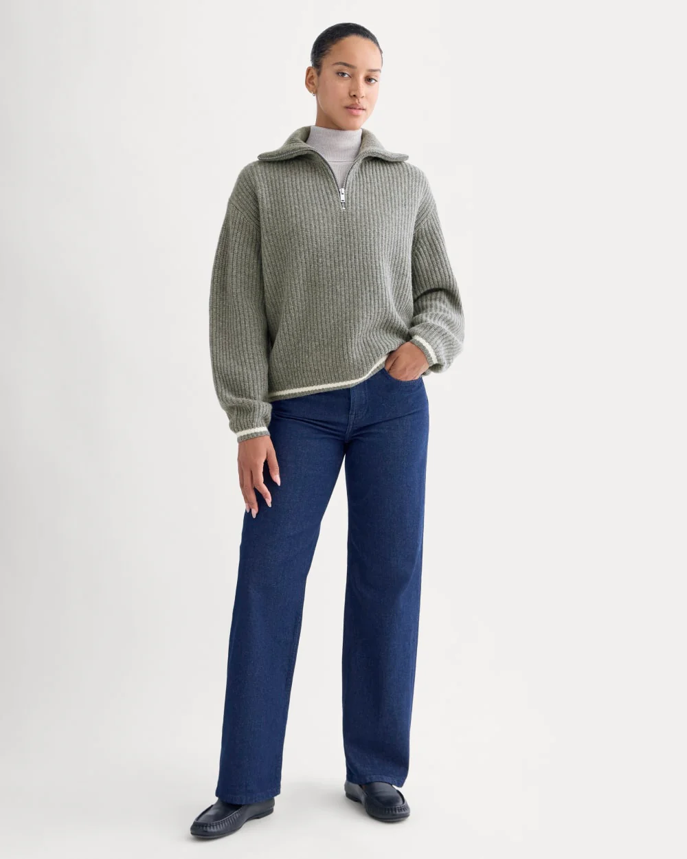 The Half-Zip Sweater in Luxe Merino |  Heathered Grey