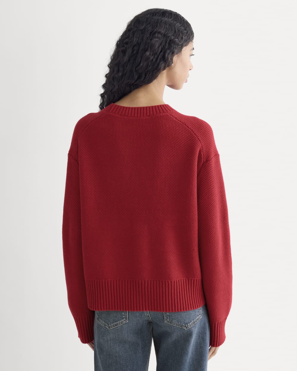 The Cotton Honeycomb Square Crew | Berry Red