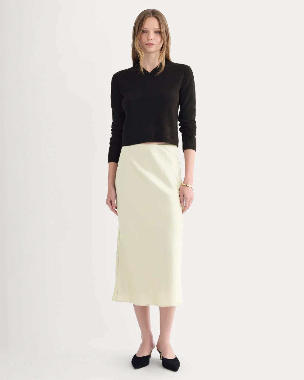 Slip Skirt in Silk Charmeuse | Bone