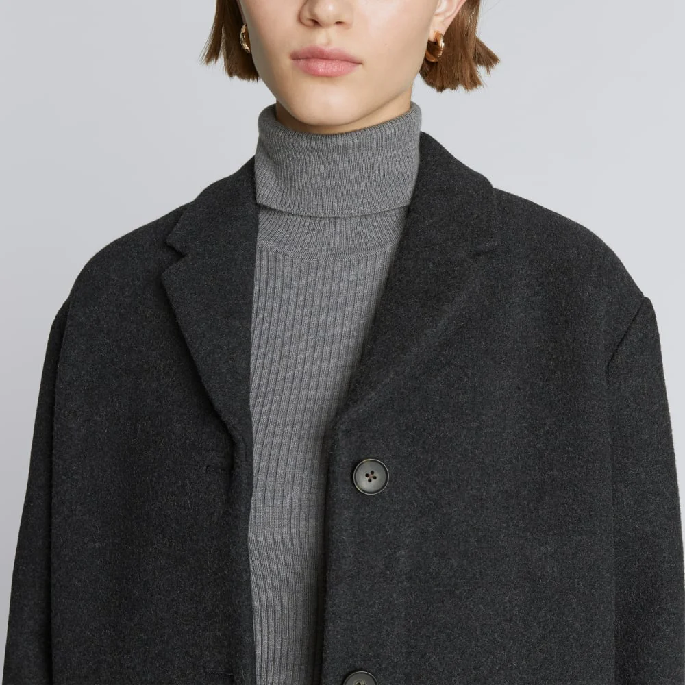 The Italian ReWool® Cocoon Coat | Heathered Black