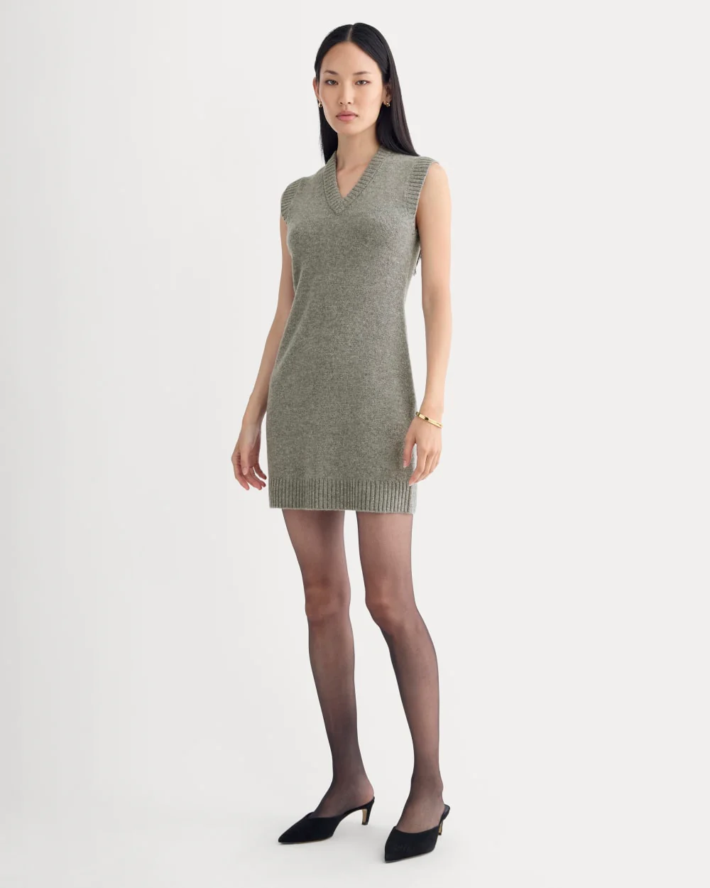 Sweater Mini Dress in Luxe Merino | Heathered Mid-Grey