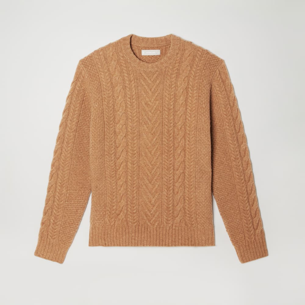 The Felted Merino Cable-Knit Crew | Cappuccino