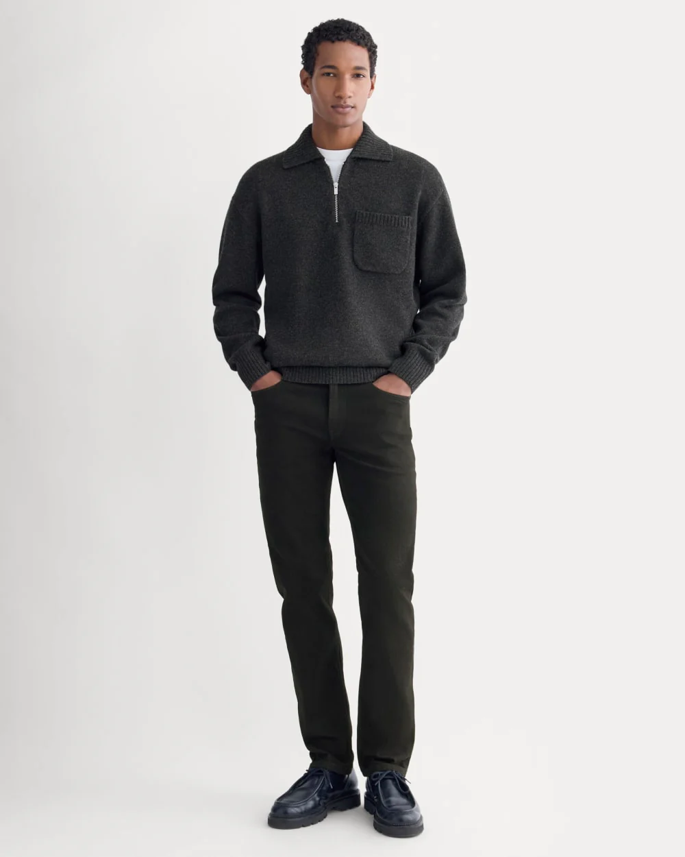 Luxe Merino Quarter-Zip Pullover | Heathered Black