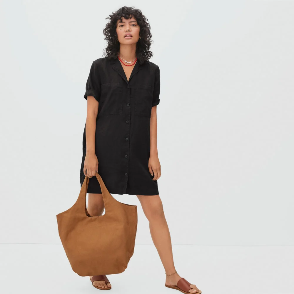 The Linen Workwear Dress | Black