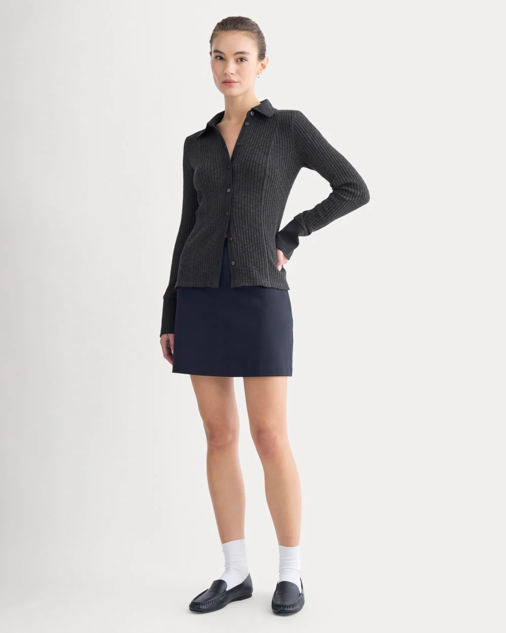 Cozy Rib Button-Up | Black