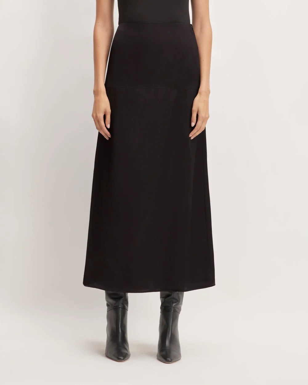 The Hammered Satin Slip Skirt | Black