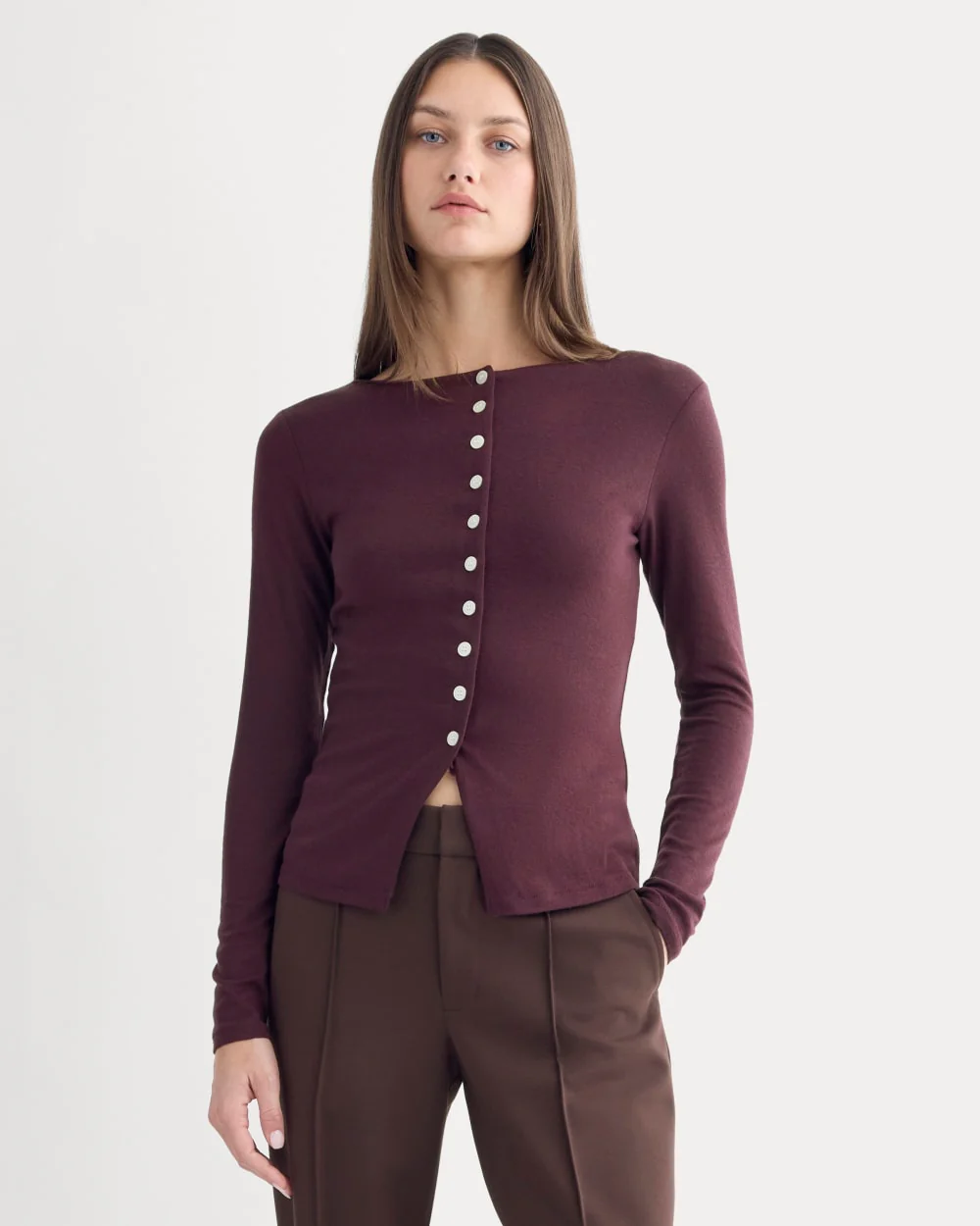 Button-Up Top in Butterluxe | Deep Plum