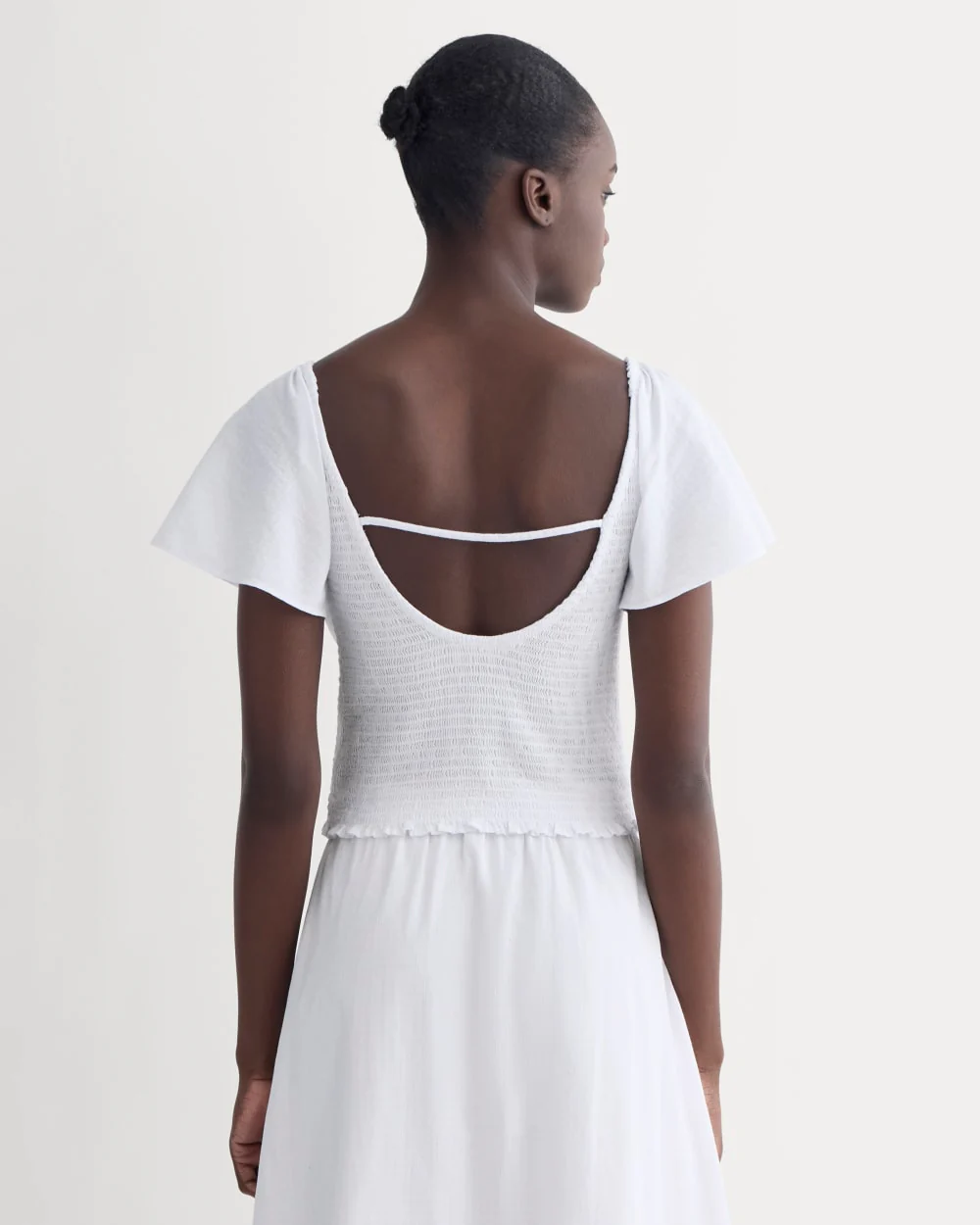 The Gauze Smocked Top | White