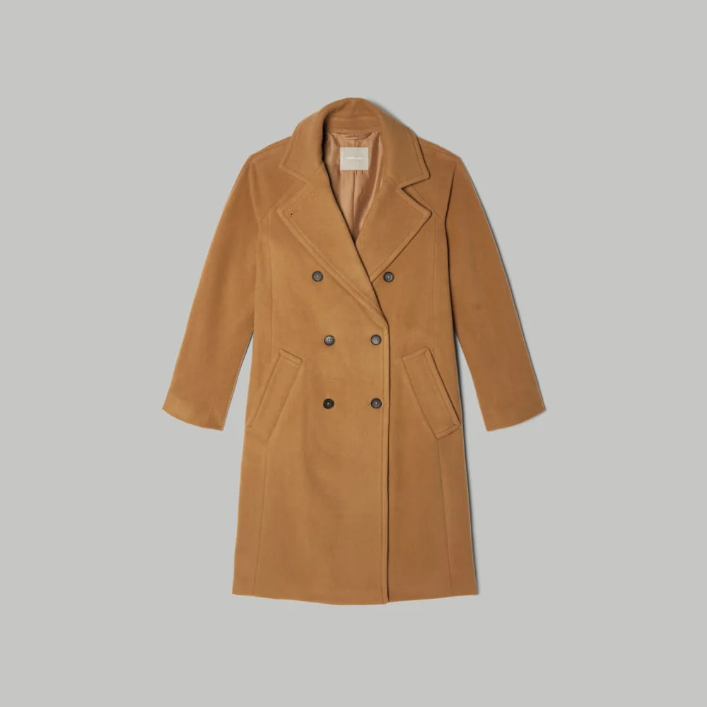 The Italian ReWool® Long Peacoat | Camel